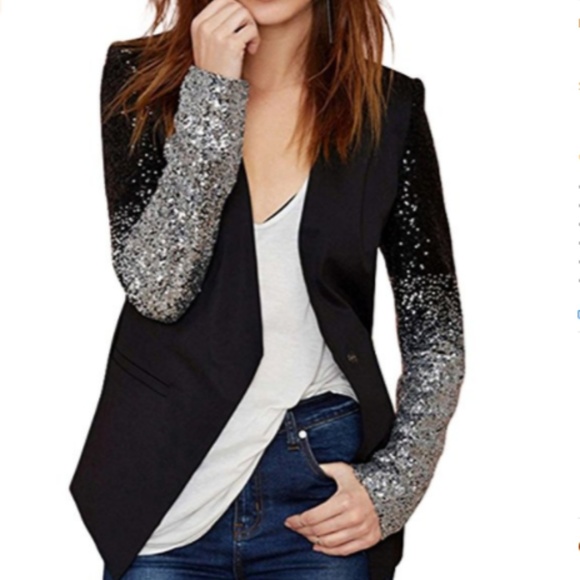 S. the Widow Jackets & Blazers - HP  TRULY Ombre Glitter Sleeve Blazer